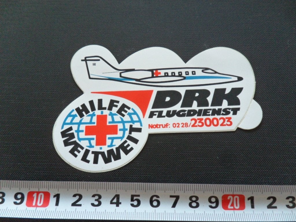 sticker Rode Kruis HILFE WELTWEIt DRK Flugdienst, Ophalen, Zo goed als nieuw
