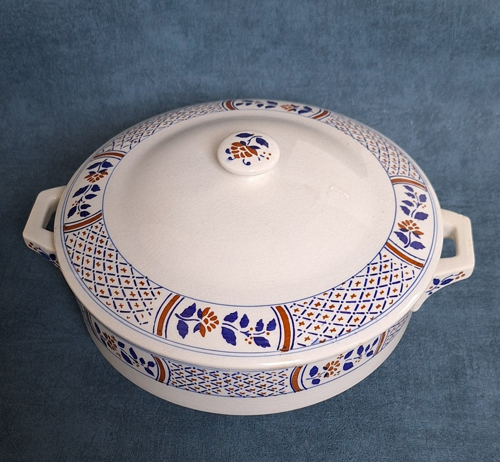 Antieke Franse Soepterrine, dekschaal, Ophalen of Verzenden