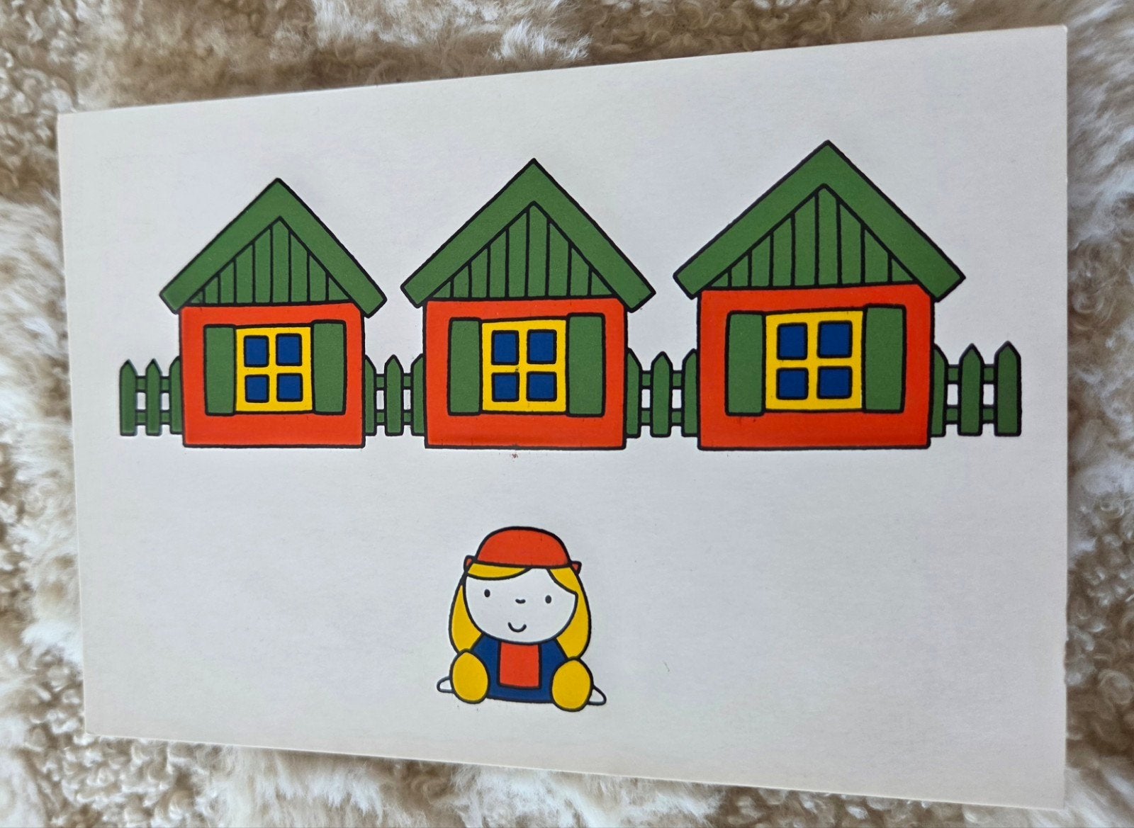 Dick Bruna Prentenboek Ansichtkaart - Drie Huisjes, Verzamelen, Verzenden, 1980 tot heden, Ongelopen, Kinderen