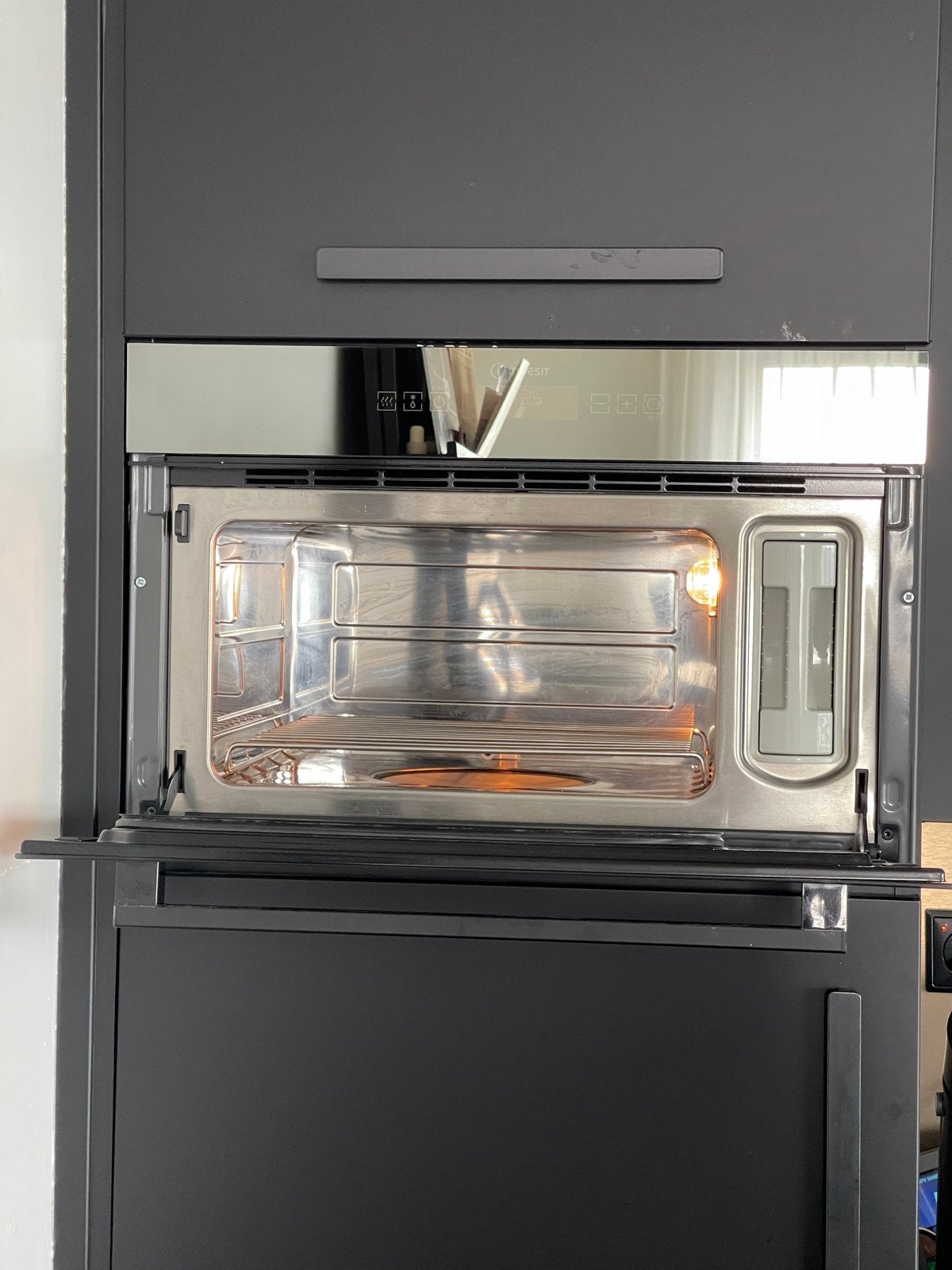 Moderne inbouw stoomoven met spiegel voorkant (38cm hoog), Witgoed en Apparatuur, Ovens, Ophalen, Minder dan 45 cm, Overige merken