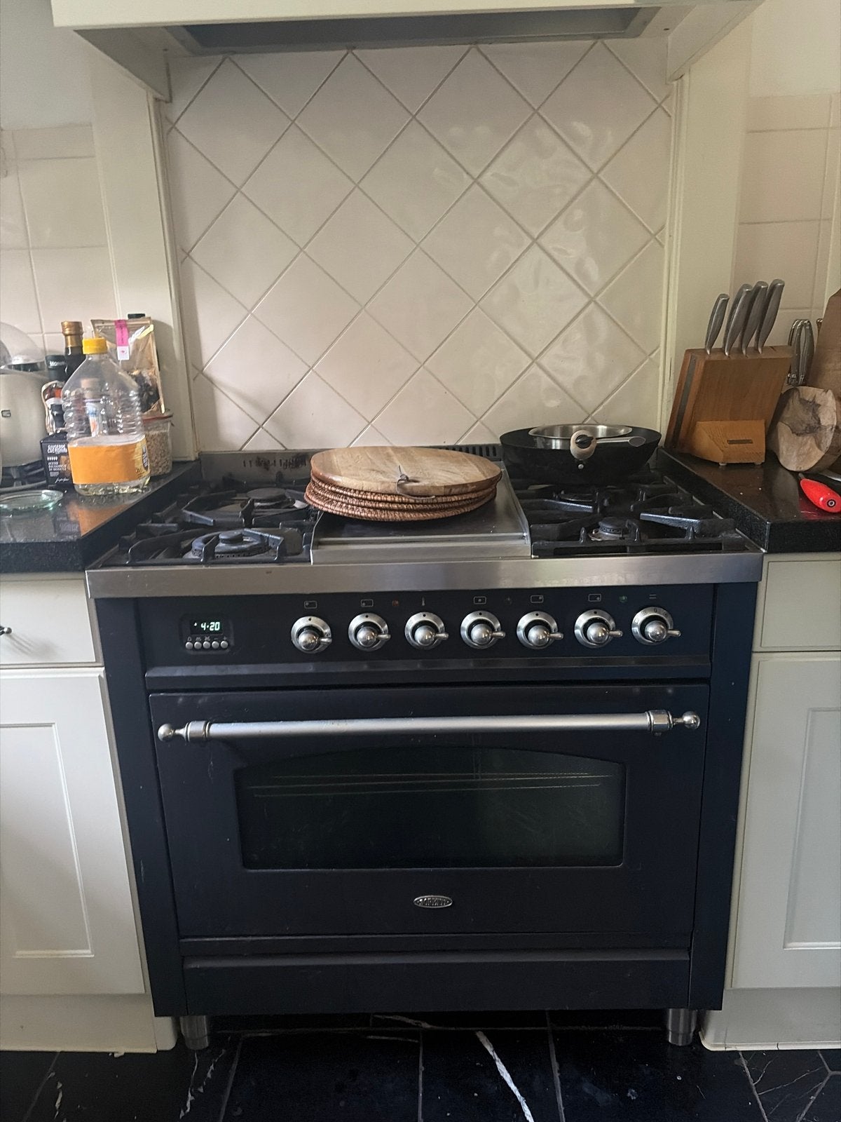 Vrijstaand gasfornuis met oven - Zwart, Gebruikt, 60 cm of meer, Ophalen of Verzenden, Gas