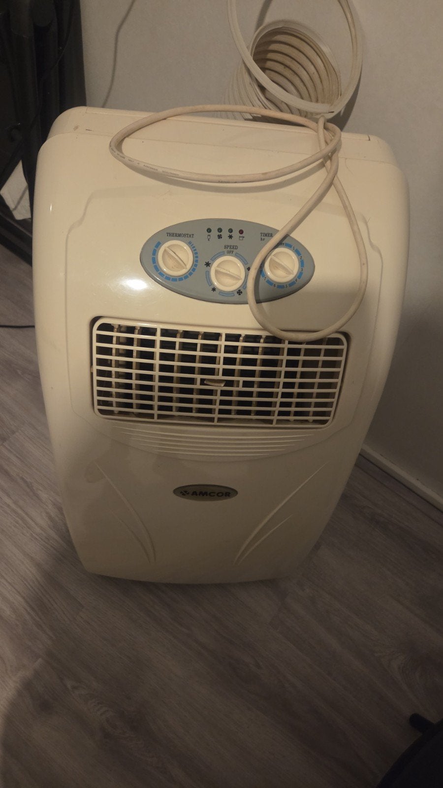 Amcor Mobiele Airco 10.000 BTU - Koel en Ontvochtig, Witgoed en Apparatuur, Airco's, Gebruikt, Minder dan 60 m³, Timer, 3 snelheden of meer