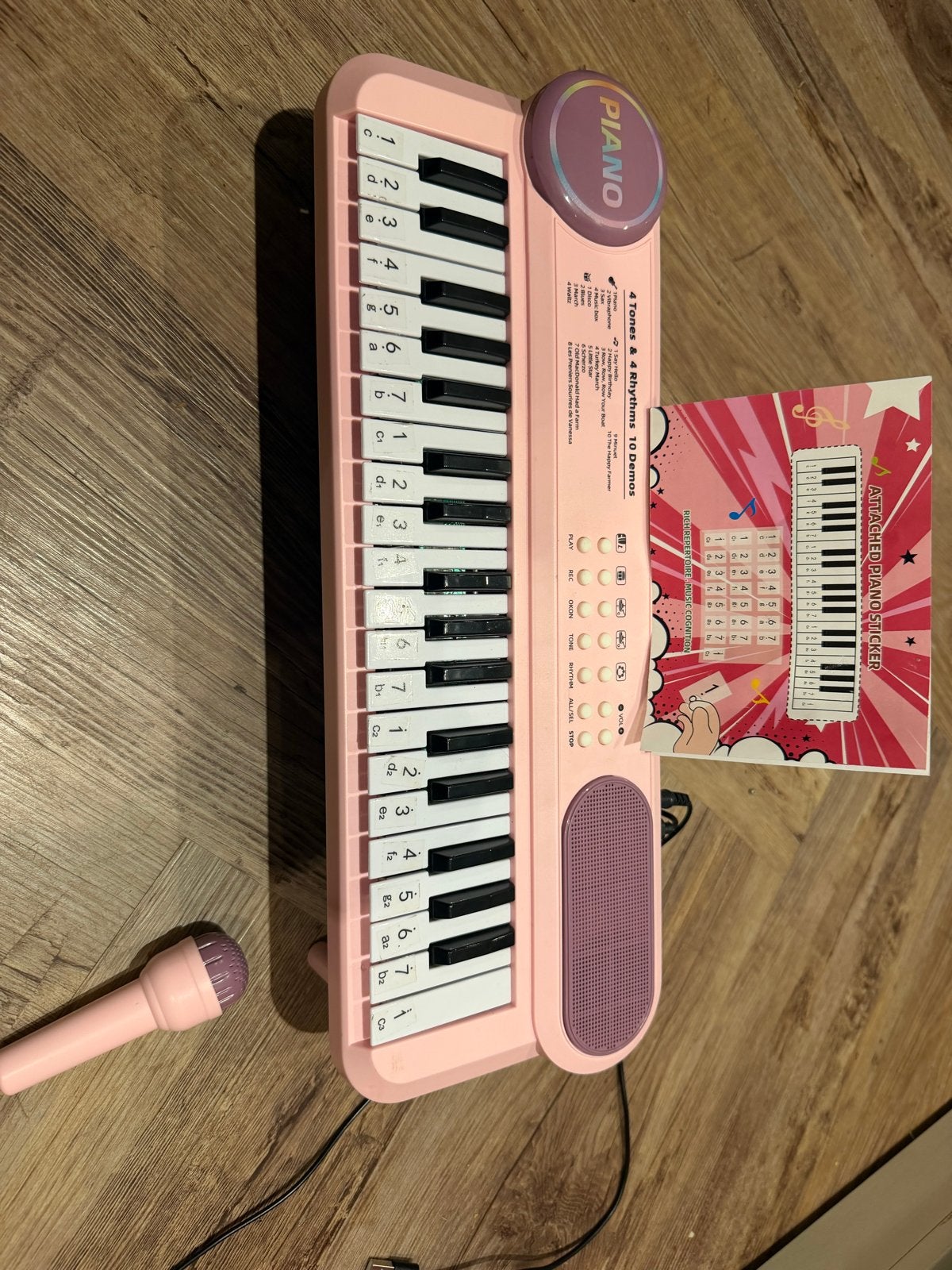 Roze kinderpiano met microfoon, USB en batterijen, Ophalen of Verzenden, Zo goed als nieuw, Overige typen, Met geluid