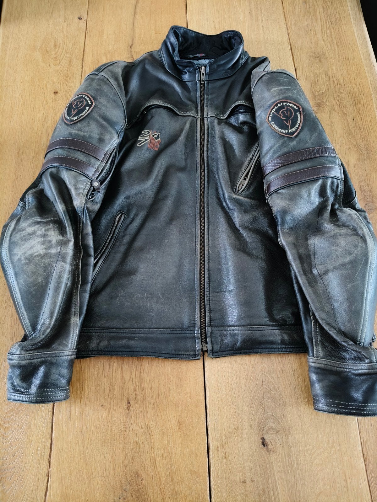 Leren motorjas Evolution, maat 54, met Knox protectie, Motoren, Evolution, Heren, Jas | leer, Ophalen of Verzenden