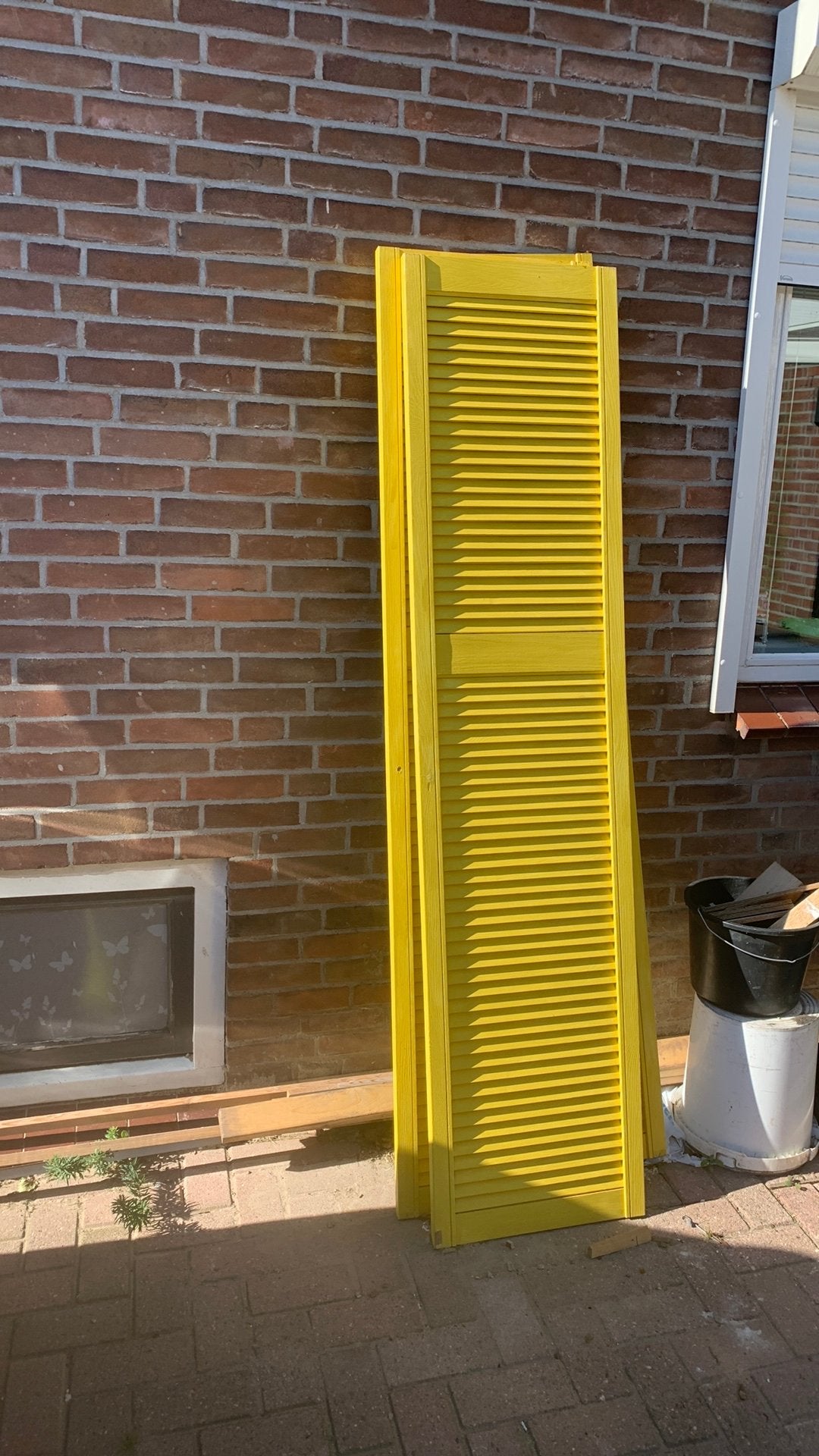 Gratis af te halen: 3 gele louvre deuren, Ophalen, Gebruikt, Minder dan 80 cm, Overige typen