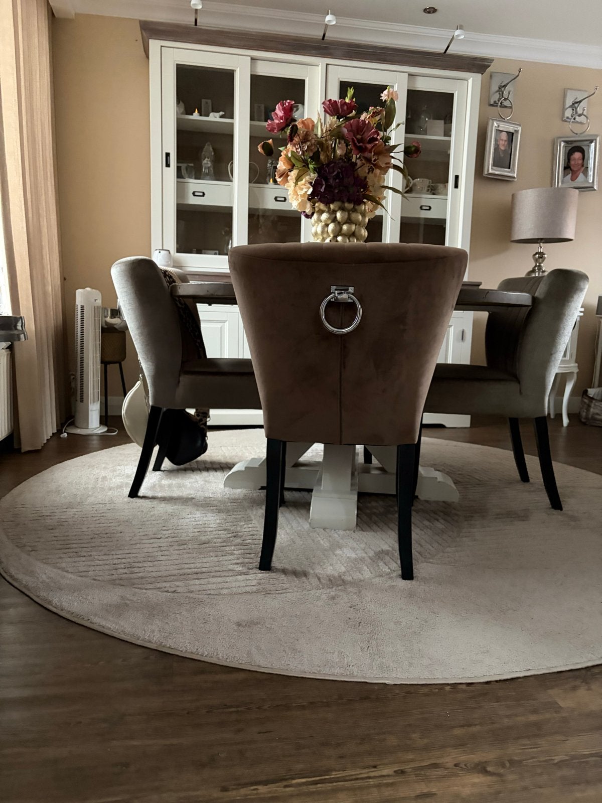 Set van 4 Rofra Eetkamerstoelen: 2 Bruin, 2 Zilvergrijs, Ophalen, Bruin, Zo goed als nieuw, Vier