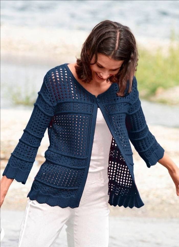 blauw vest 3/4 mouw (maat 38/40), Kleding | Dames, Ophalen of Verzenden, Zo goed als nieuw, Maat 38/40 (M), Blauw