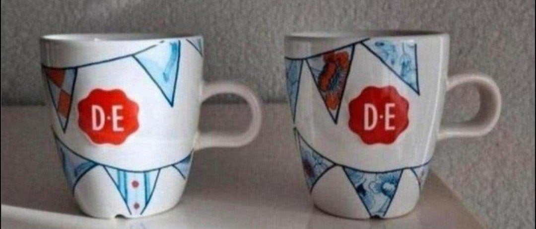 Douwe Egberts C1000 senseo bekers, Overige merken, Keramiek, Zo goed als nieuw, Delftsblauw
