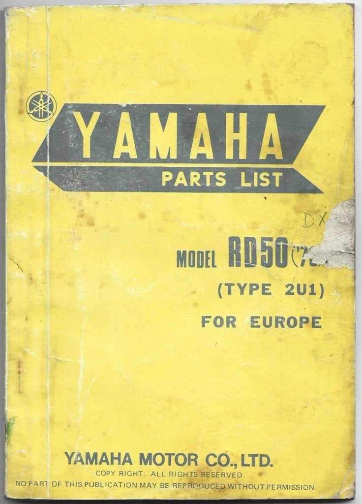 Yamaha RD50 parts list (2243z) bromfiets, Verzenden, Gebruikt