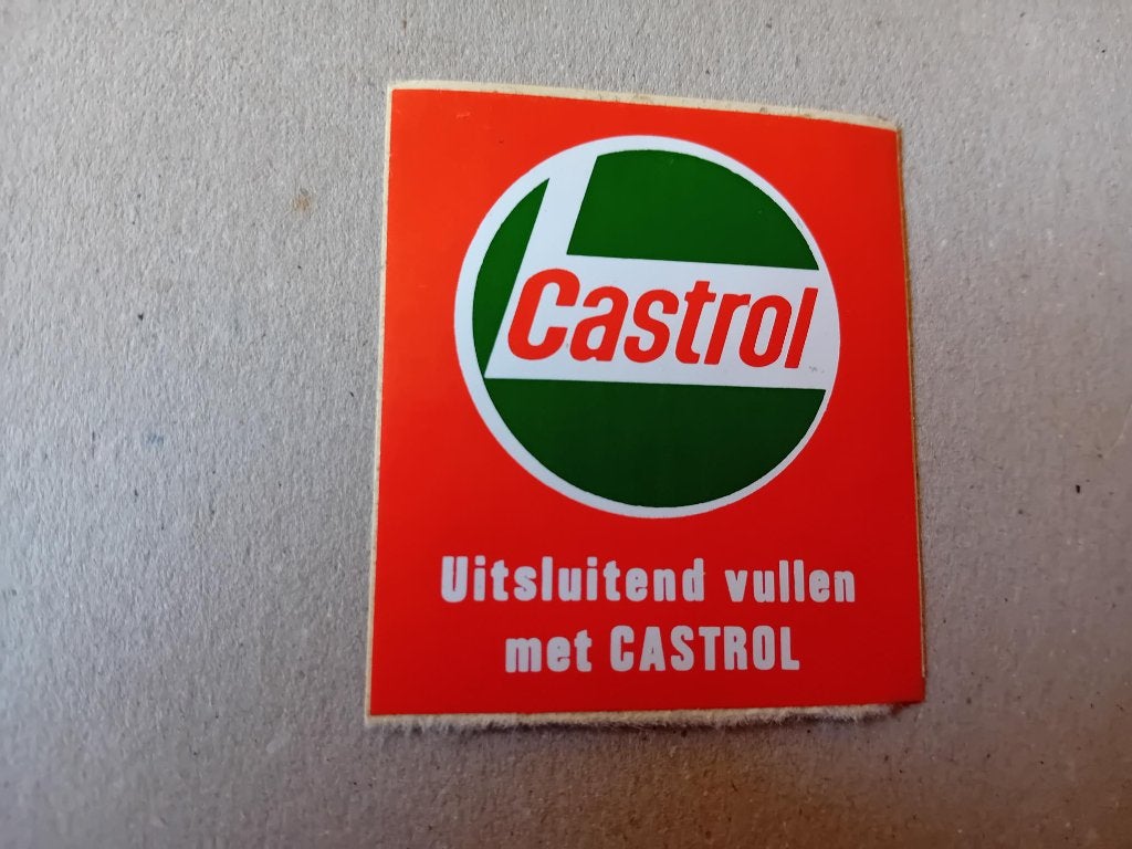 Castrol sticker Uitsluitend vullen met Castrol  5,5x5cm, Ophalen of Verzenden, Zo goed als nieuw, Bedrijf of Vereniging