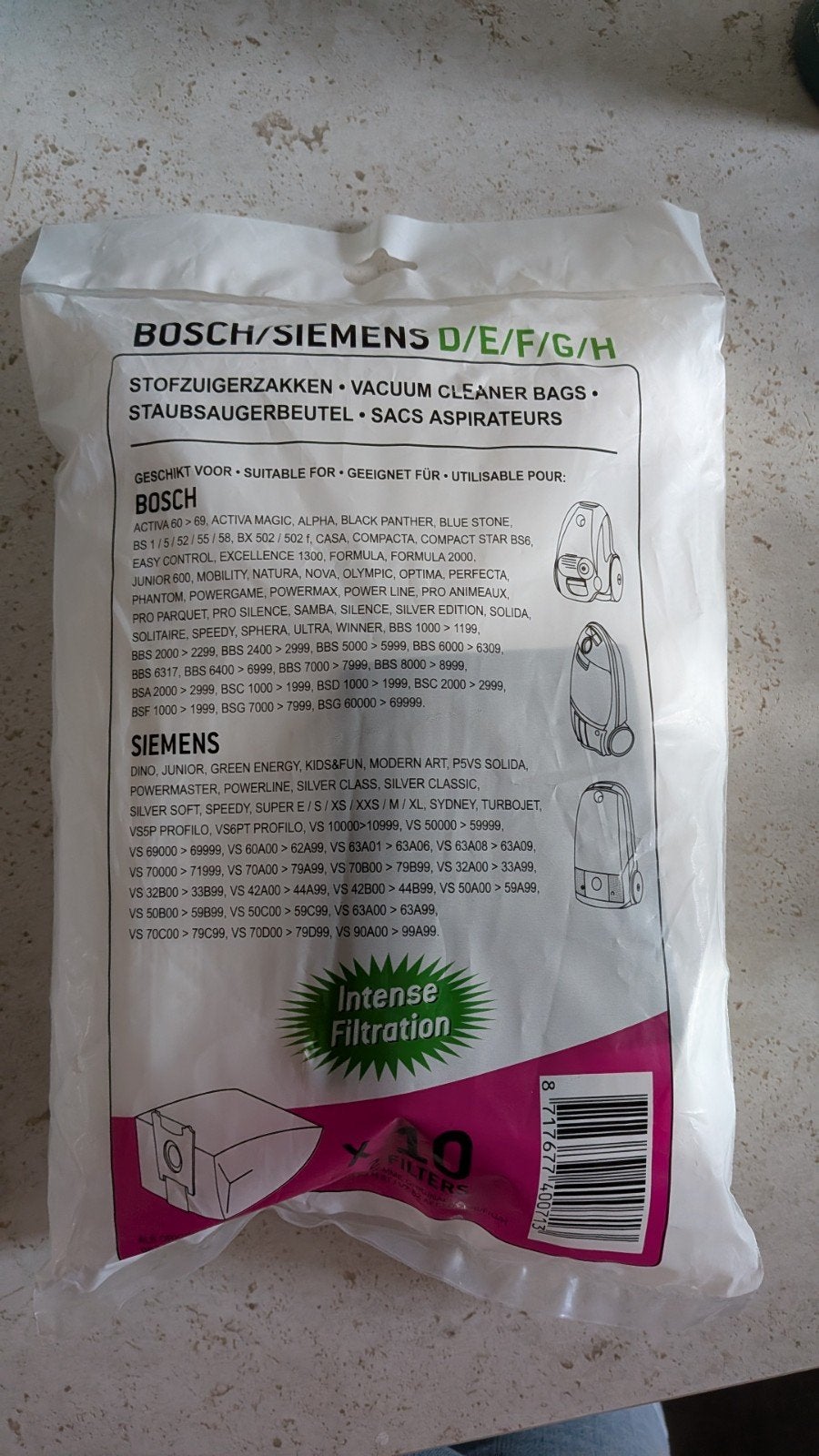 Stofzuigerzakken Bosch/Siemens D/E/F/G/H - 9 stuks, Ophalen, Overige typen