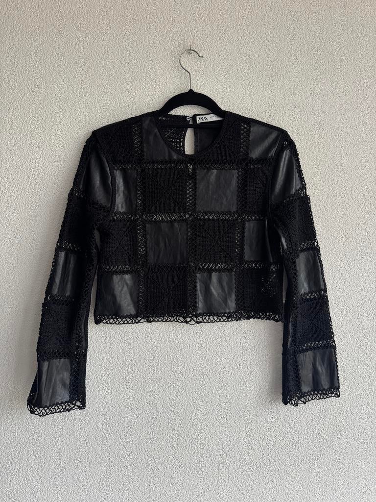 Zara zwarte patchwork crochet gehaakte top, Zwart, Zara, Ophalen of Verzenden, Zo goed als nieuw