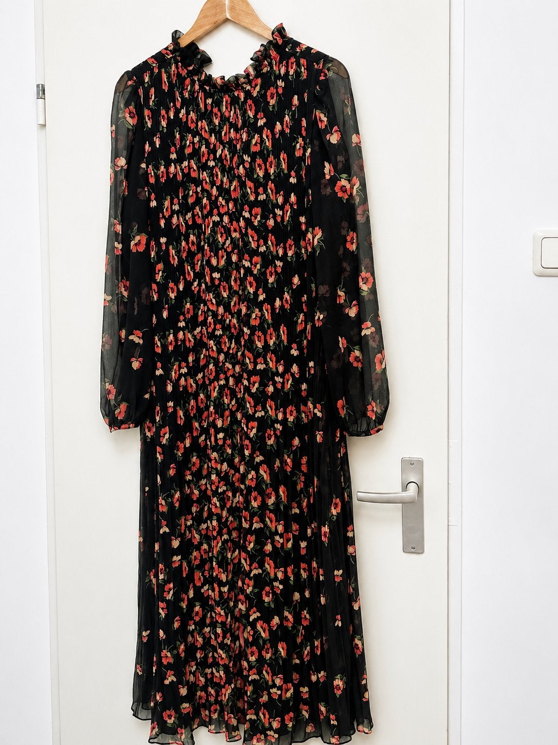 Twinset Milano geplooide jurk met bloemenprint, Zwart, Maat 46/48 (XL) of groter, Ophalen of Verzenden, Zo goed als nieuw