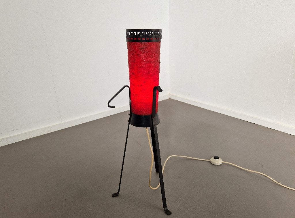 Vloerlamp 'Rocket' van glasvezel | Duitsland, Kunststof, -, -, Mid-century, vintage, gothic, space age, rood, vloerlamp