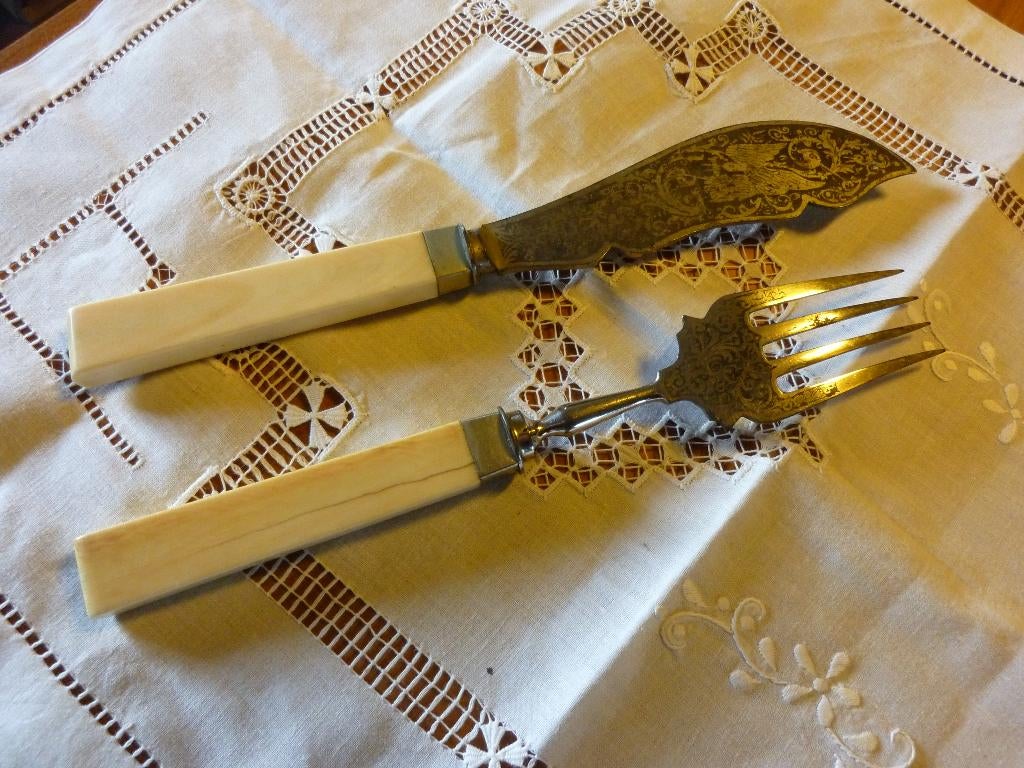 antiek visbestek, Ophalen of Verzenden