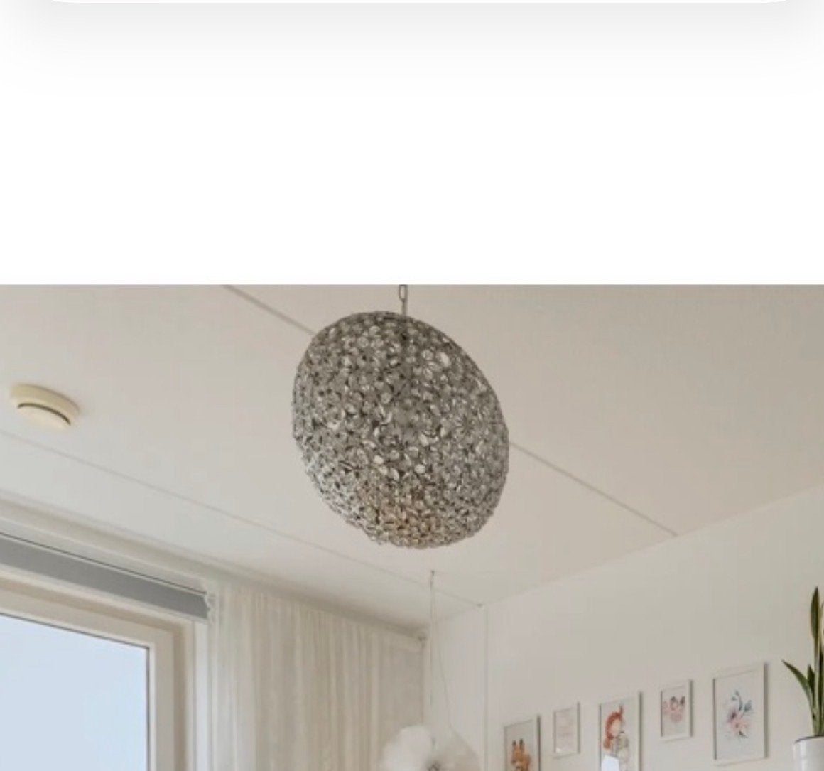 Grote Kristallen Bol Lamp - Ø 50 cm, Ophalen of Verzenden, Zo goed als nieuw, Glas