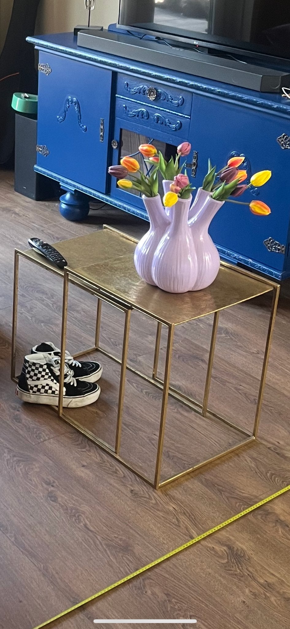 Set van 2 gouden bijzettafels / salontafels, Huis en Inrichting, Ophalen, Minder dan 45 cm, Minder dan 55 cm, Gebruikt
