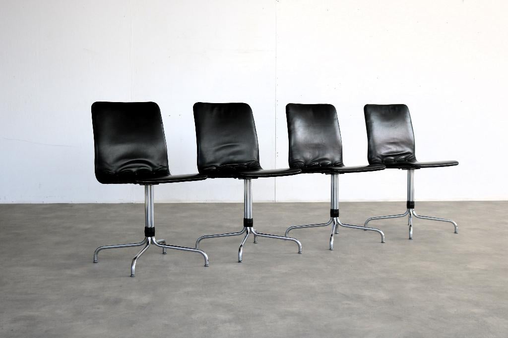 vintage eetkamerstoelen | stoelen | jaren 70 | Brabantia, Gebruikt, Leer, Bruin, .