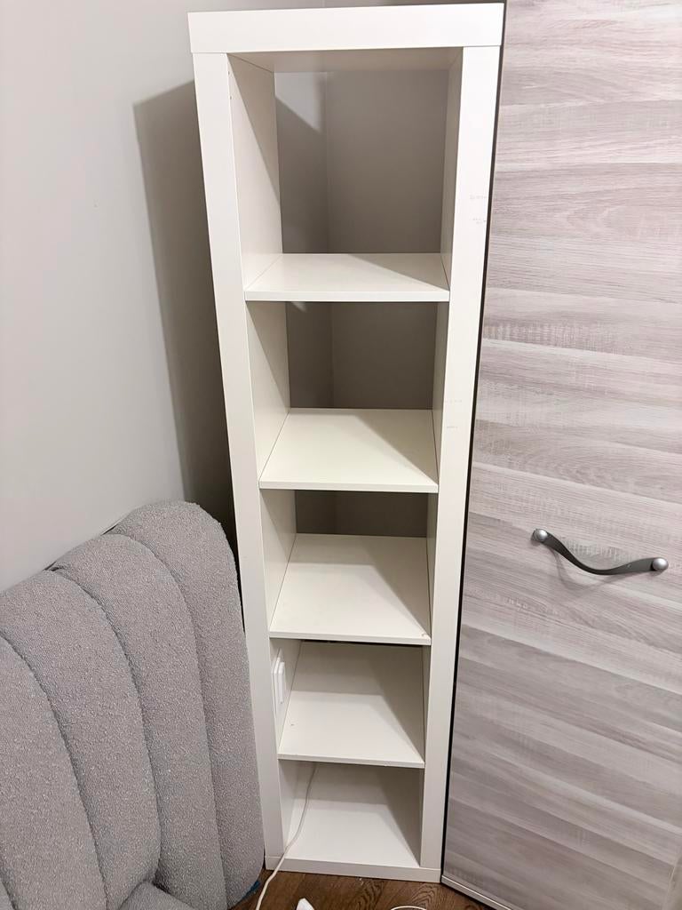 Witte KALLAX IKEA openkast met 5 vakken, Huis en Inrichting, Kasten | Boekenkasten, Ophalen, Met plank(en), Minder dan 50 cm, Gebruikt