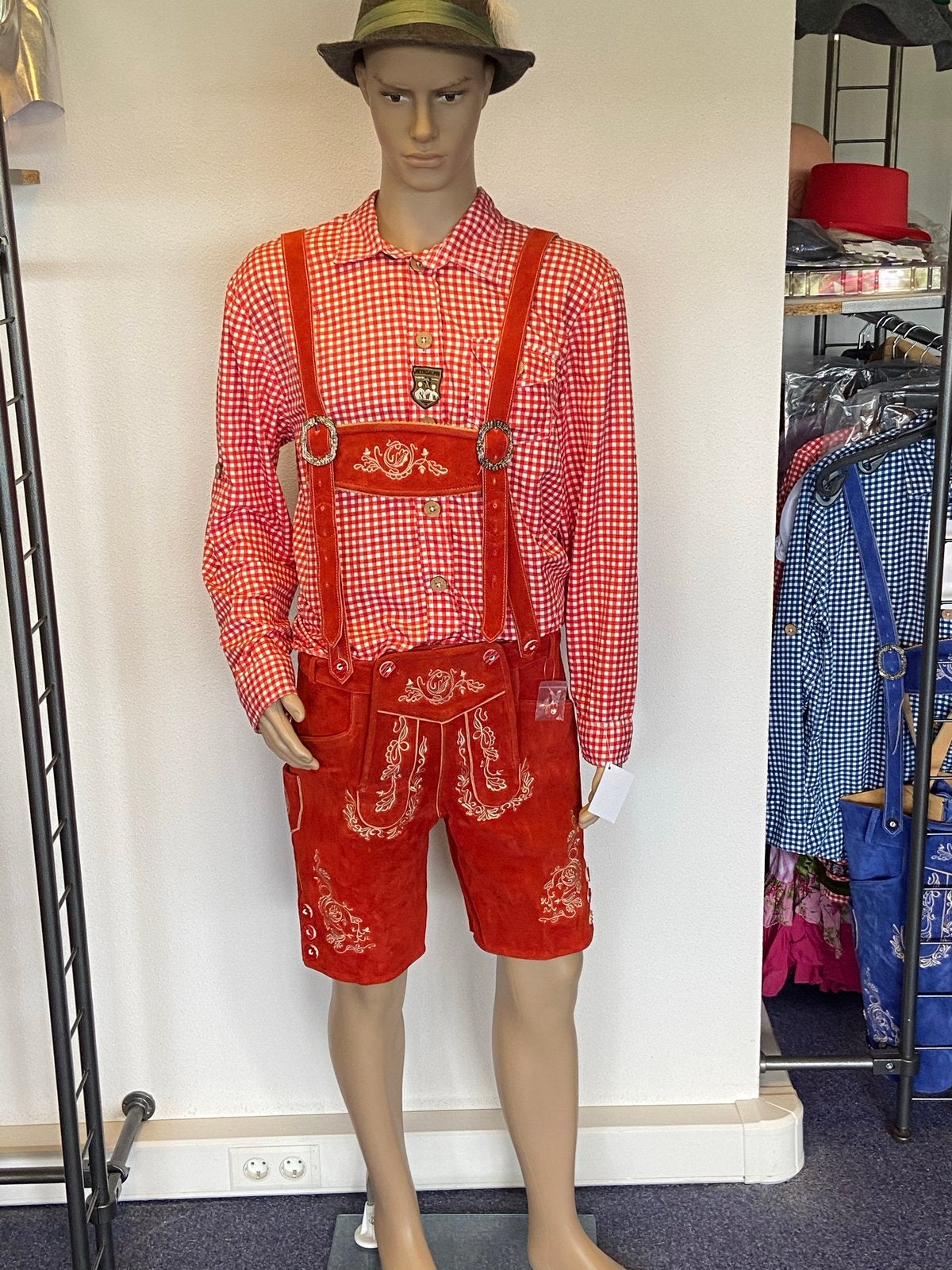 Lederhose / tiroler broek Rood of blauw(leer)maat48,52,56,60, Maat 48/50 (M), Nieuw, Ophalen of Verzenden, Overige thema's