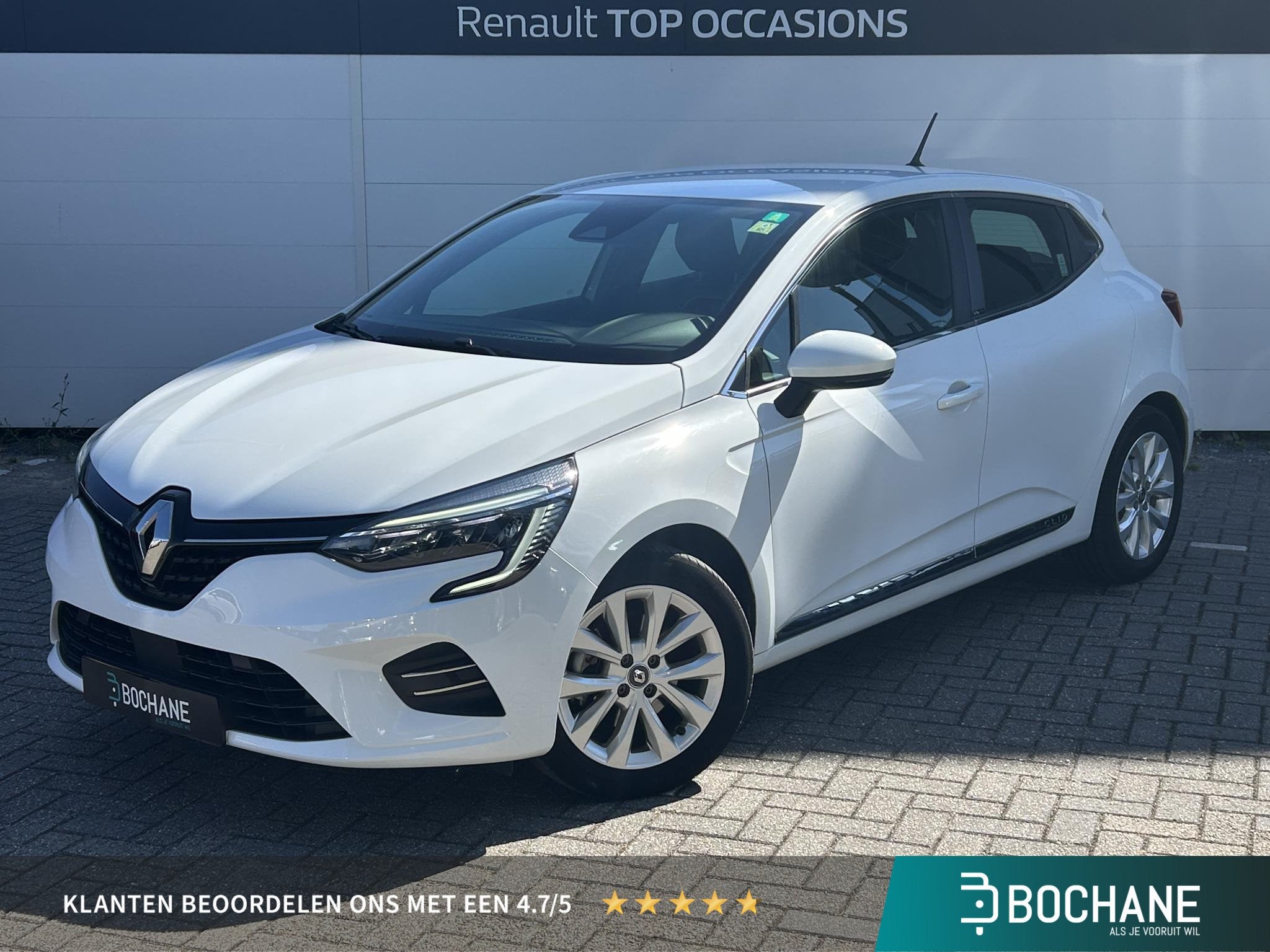 Renault Clio 1.6 E-Tech Hybrid 140 Intens | Navigatie Via Ap, Gebruikt, 4 cilinders, Met garantie (alle), Leder en Stof