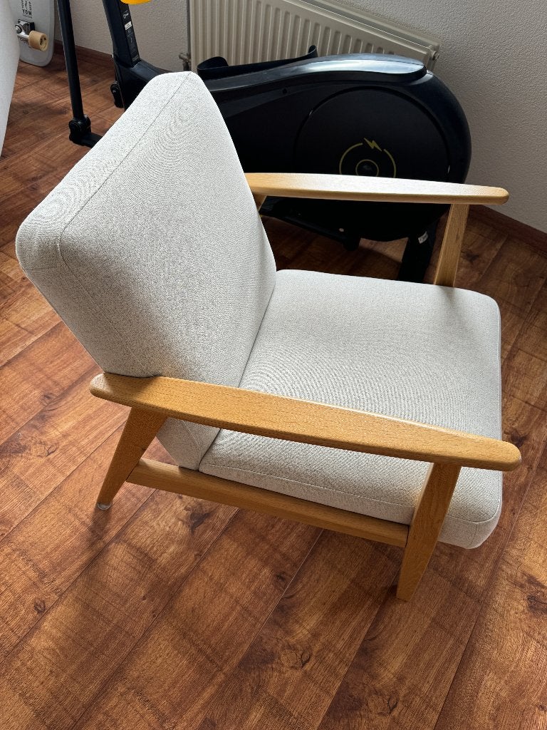 IKEA EKENÄSET fauteuil eiken/Gunnared beige, Huis en Inrichting, Fauteuils, Ophalen, Zo goed als nieuw, Stof, 50 tot 75 cm