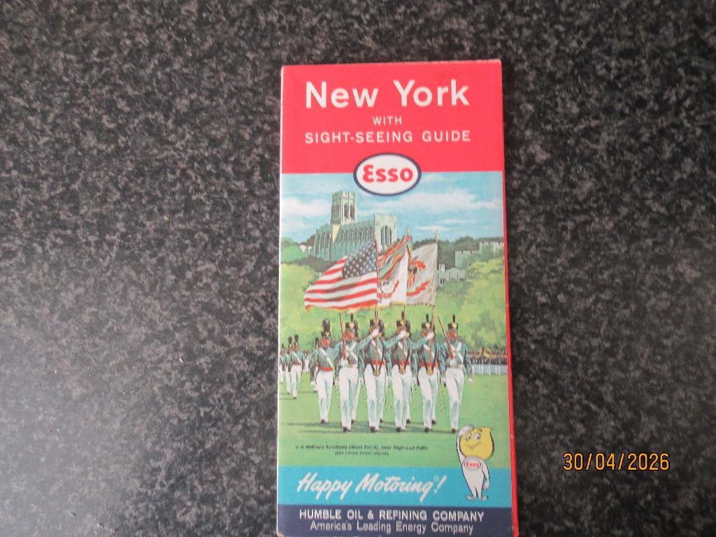 ESSO- OUDE WEGENKAART-NEW YORK WITH SIGHT SEEING GUIDE-1961, Gelezen, Overige typen, Ophalen of Verzenden, 1800 tot 2000