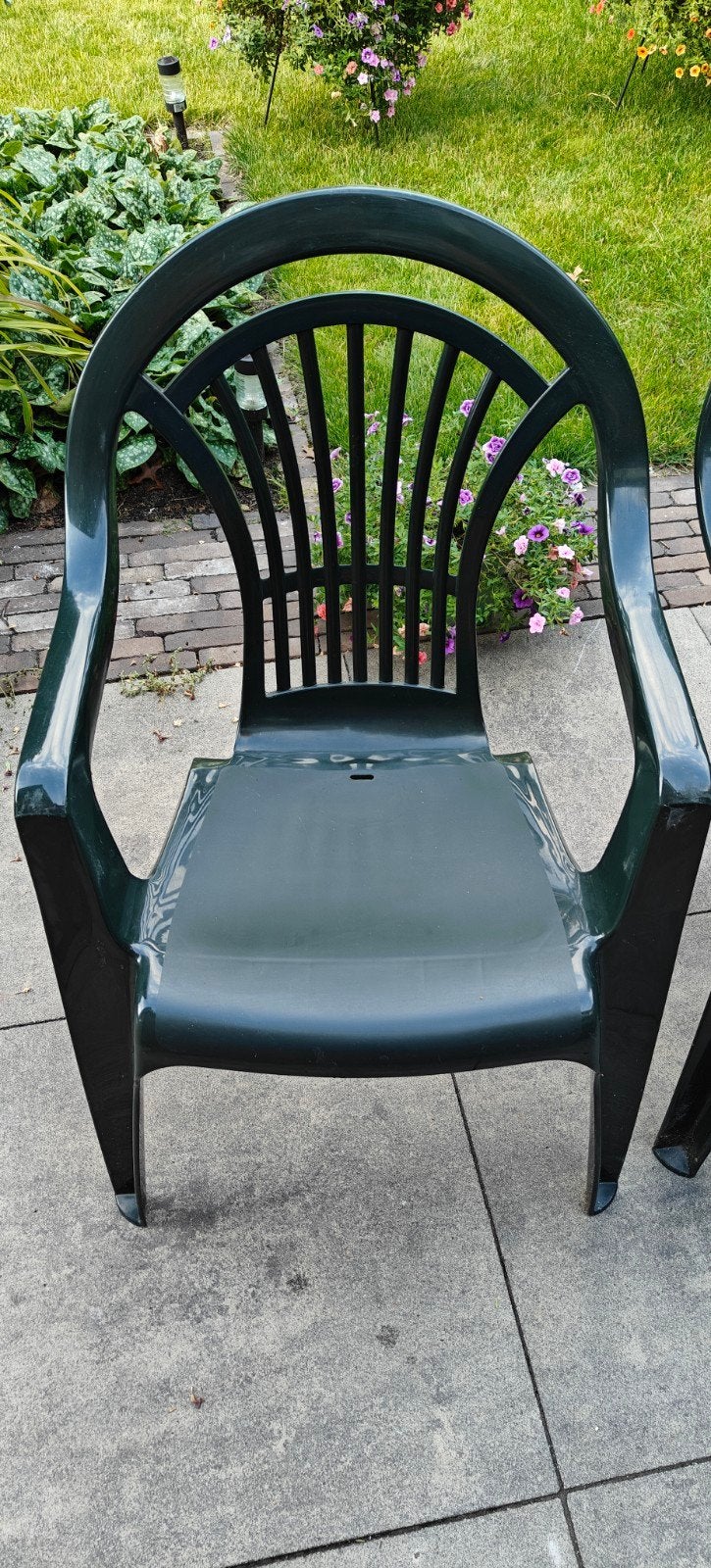 4 Aquarius kuipstoelen - Groen kunststof tuinstoelen, Tuin en Terras, Tuinstoelen, Ophalen, Gebruikt, Kunststof, Stapelbaar