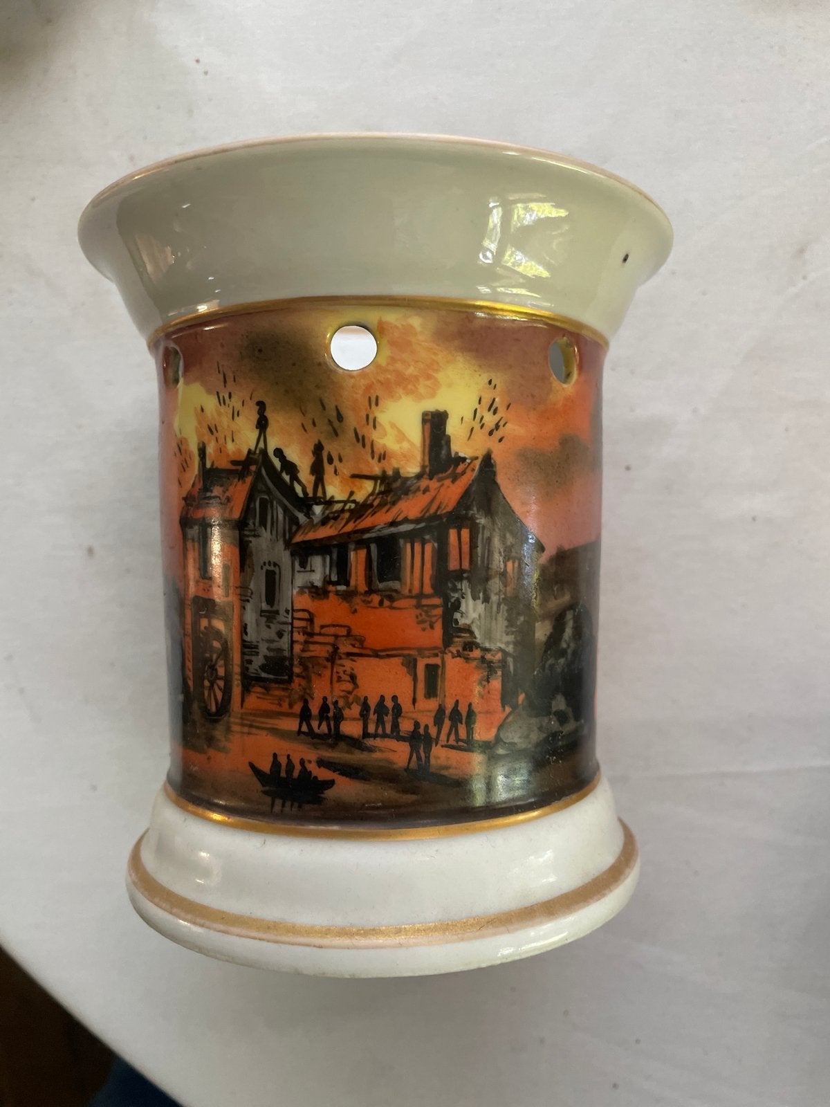 Antieke 19e Eeuwse Theestoof met Schilderachtige Decoratie, Antiek en Kunst, Ophalen of Verzenden