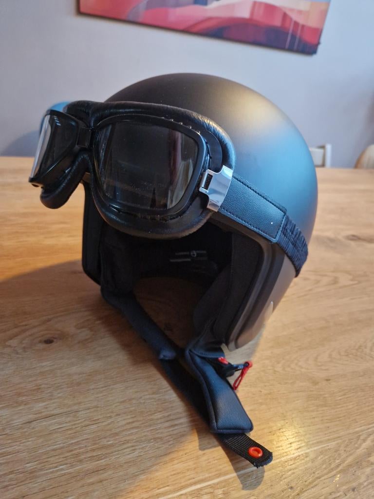 Schuberth Just Ride Jethelm Maat 57 + Motorbril Bertoni, Motoren, Overige merken, M, Jethelm, Ophalen of Verzenden