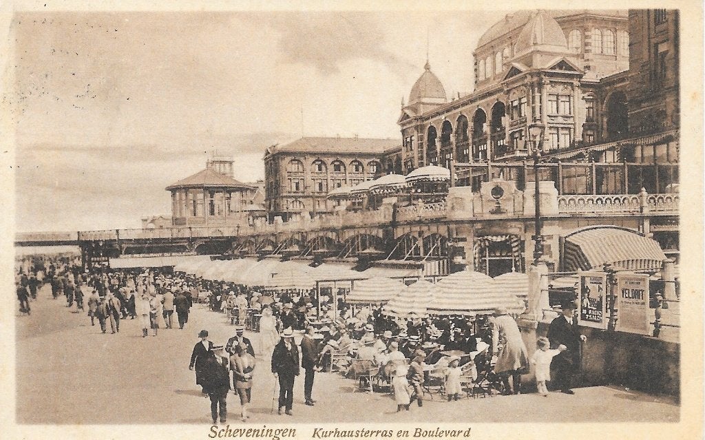 Ansichtkaart Scheveningen - Kurhausterras en Boulevard, Verzamelen, Ophalen of Verzenden, Voor 1920, Gelopen, Zuid-Holland