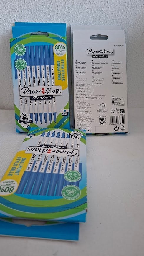 5 pakjes a 8 stuks Paper Mate Kilometrico blauwe balpennen,, Ophalen of Verzenden, Nieuw