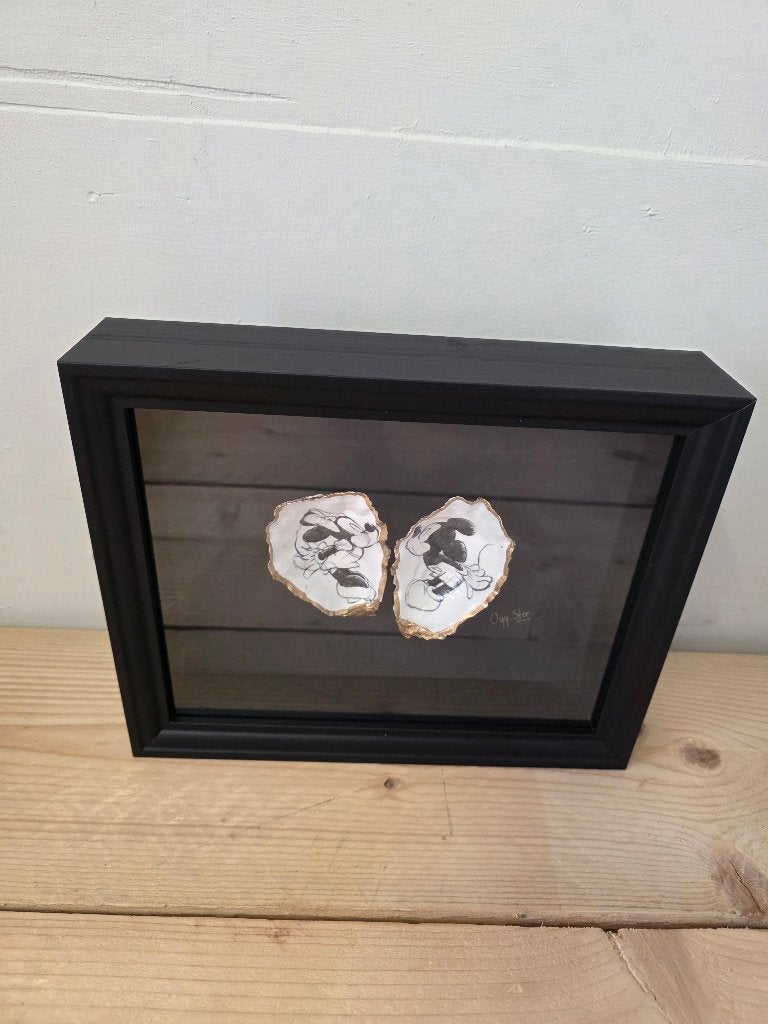 Handgemaakt gedecoreerde oesters Disney Mickey & Minnie, Ophalen of Verzenden, Mickey Mouse, Nieuw, Beeldje of Figuurtje