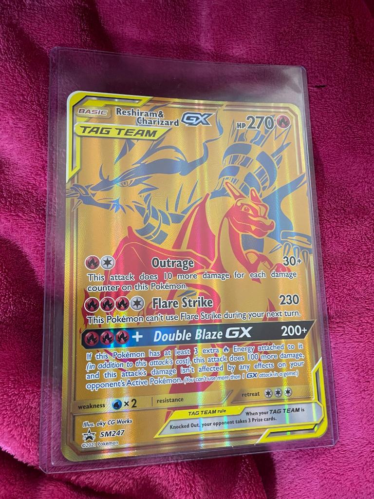 Pokémon TCG Jumbo Charizard & Reshiram SM247 Gold Black Star, Ophalen of Verzenden, Nieuw