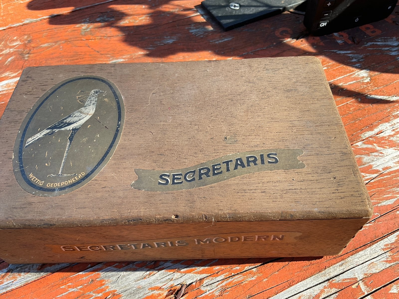 Vintage houten sigarenkistje 'Secretaris Modern' van De Beur, Ophalen of Verzenden
