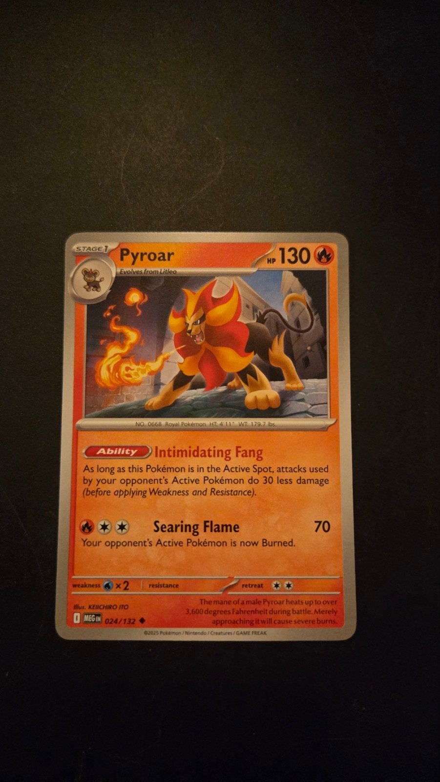 Pokémon Kaart Pyroar 024/132 - Mega Evolution Set, Verzenden, Zo goed als nieuw, Losse kaart