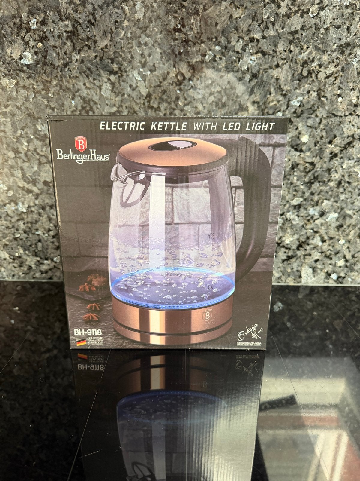 Berlinger Haus Waterkoker met LED-licht - BH-9118, 1 tot 2 liter, Ophalen of Verzenden, Nieuw