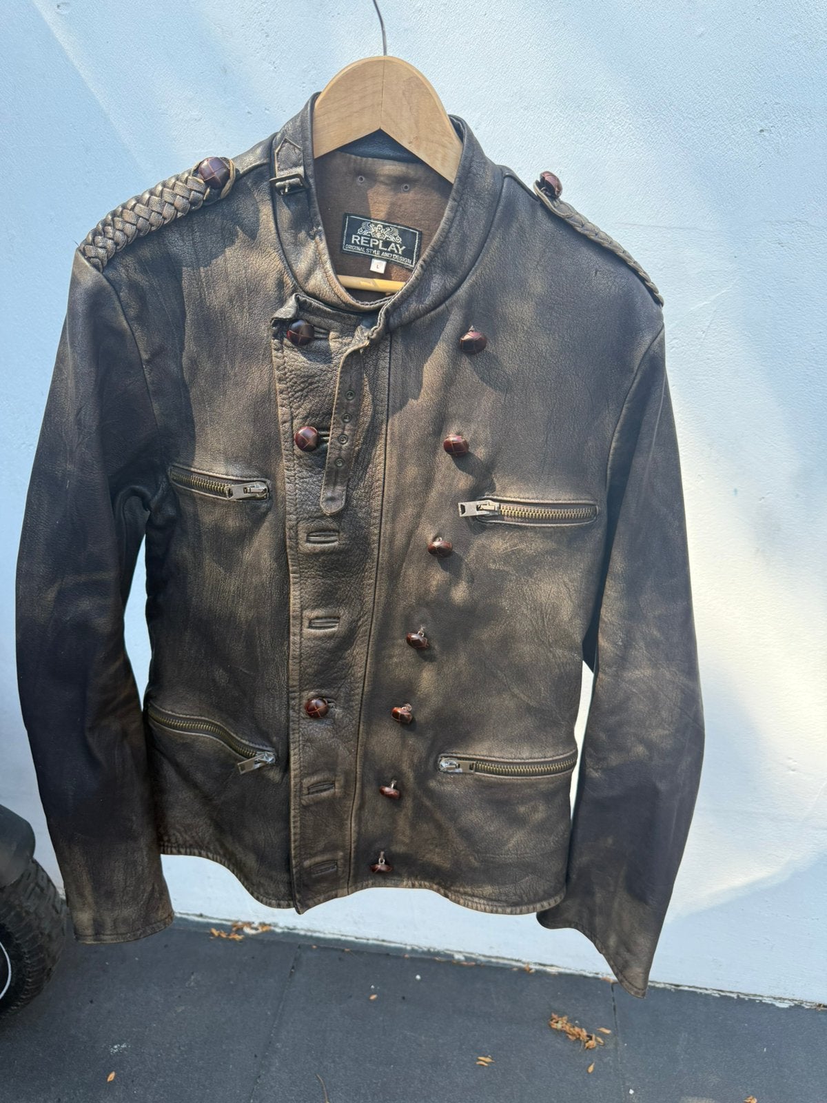 Leren replay jas L, Kleding | Heren, Jassen | Zomer, Ophalen of Verzenden, Zo goed als nieuw, Maat 52/54 (L), Bruin