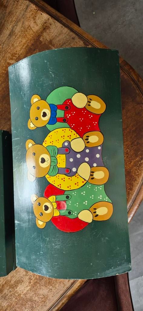 Houten doos met beren decoratie, Huis en Inrichting, Woonaccessoires | Kisten, Ophalen, Minder dan 50 cm, Gebruikt, Minder dan 50 cm