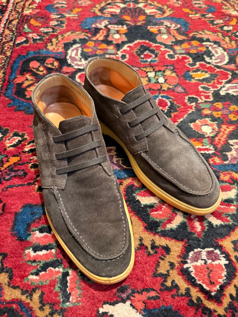 Santoni suede donkerbruin 8, Verzenden, Zo goed als nieuw, Bruin
