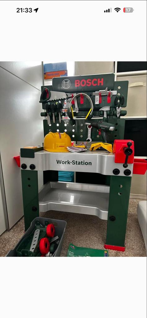 Bosch Werkbank Kinderspeelgoed met Bouw Auto en boormachine, Ophalen, Gebruikt, Jongen of Meisje
