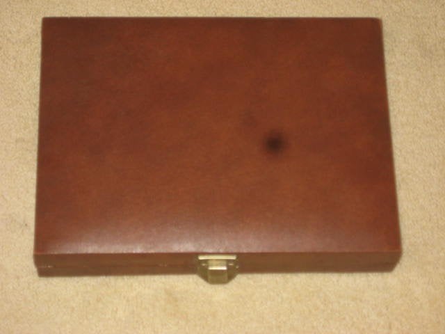 Backgammon in leren etui reisfomaat, Ophalen of Verzenden, Zo goed als nieuw