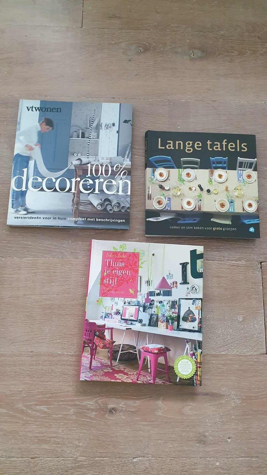 Woonboeken:Thuis in eigen stijl, Lange tafels,100% decorere, Ophalen of Verzenden, Zo goed als nieuw, Interieur en Design