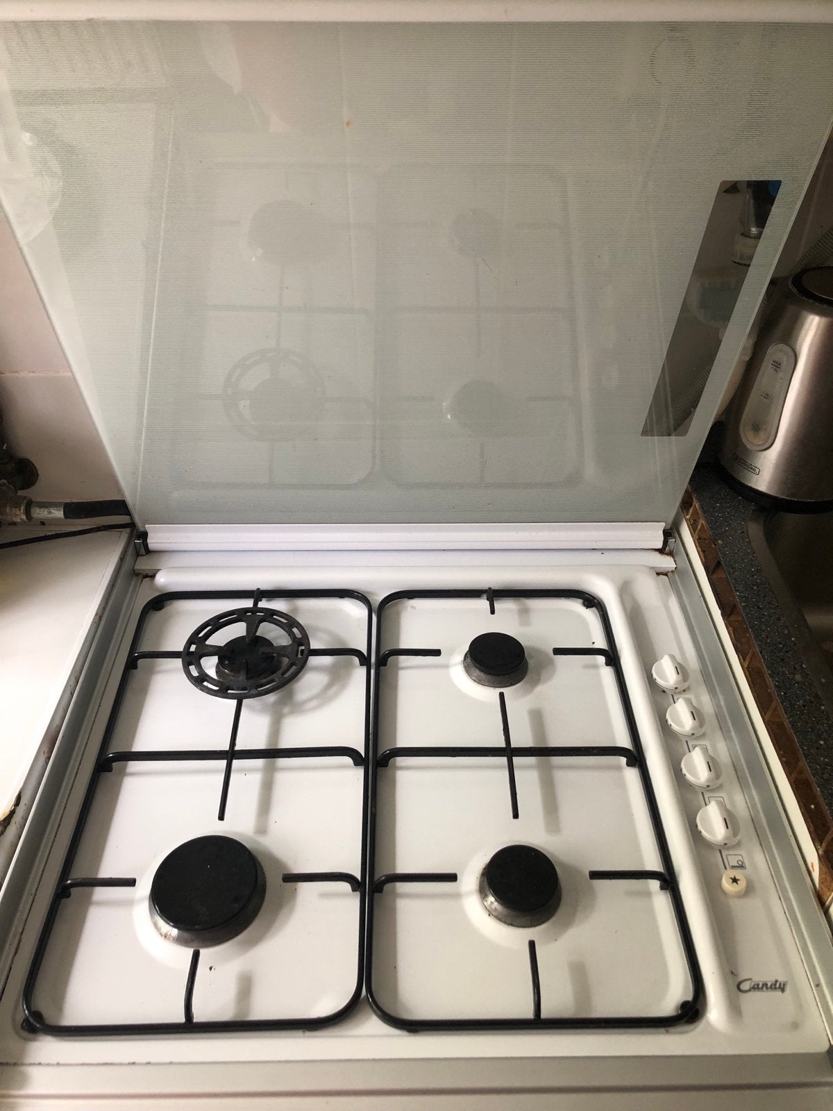 Candy Trio met gasfornuis en oven (vaatwasser defect), Ophalen, Gebruikt, 60 cm of meer, 4 kookzones