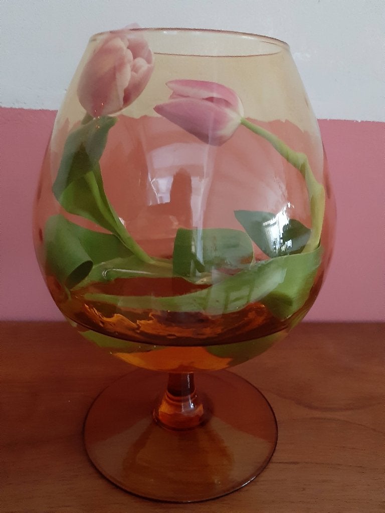 Amberkleurige Empoli bokaal, Ophalen of Verzenden