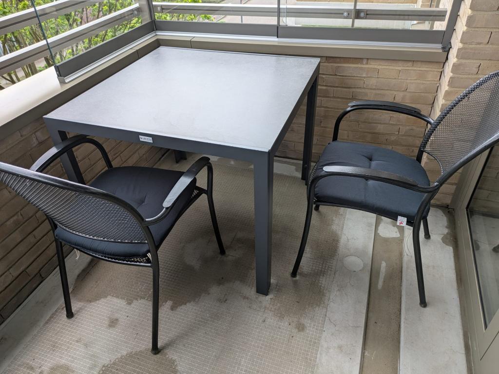 Tuintafelset (Tafel 4 stoelen), Tuin en Terras, Ophalen, 4 zitplaatsen, Gebruikt, Aluminium