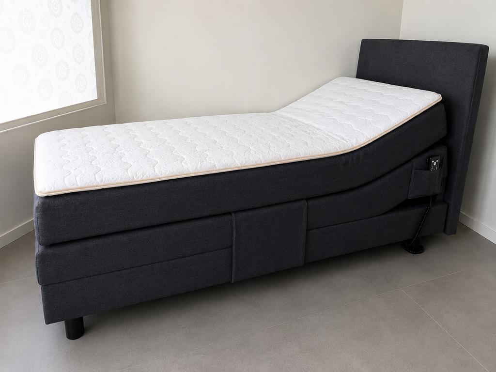 Elektrische boxspring 90x200 met pocketvering matras, Ophalen, Verstelbaar, 90 cm, Eenpersoons