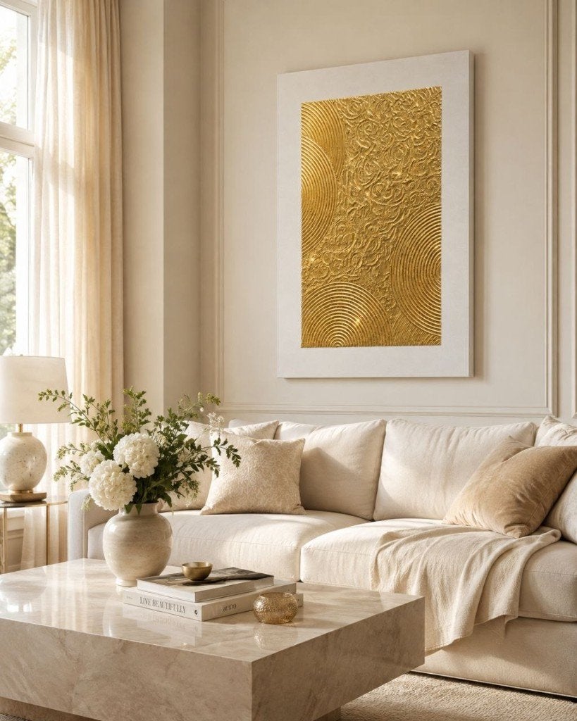 Exclusief textuur schilderij "Golden Relief", Ophalen of Verzenden