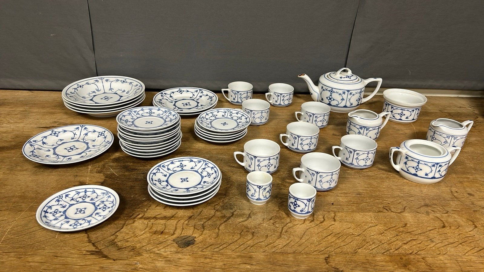 Vintage Blau Saks / Strobloem porselein servies., Ophalen of Verzenden