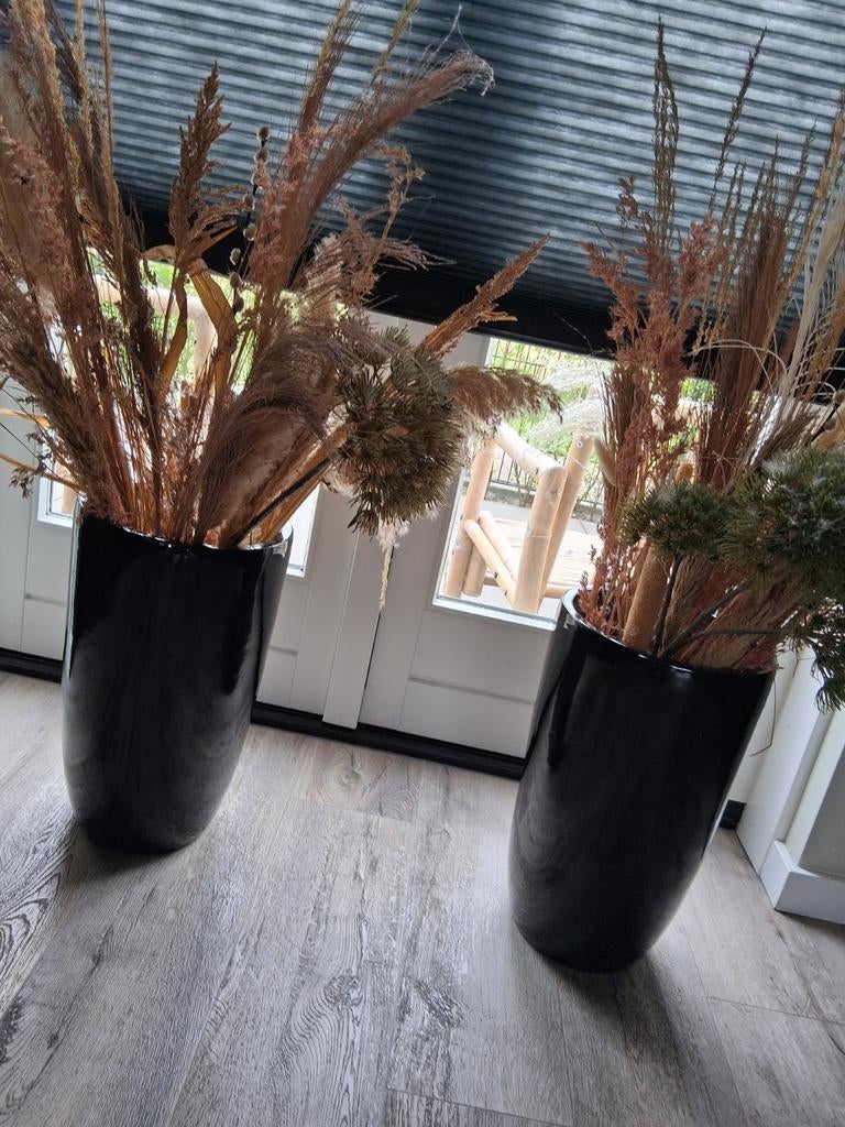 Vazen met zijde en kunstbloemen, Ophalen of Verzenden, Zo goed als nieuw